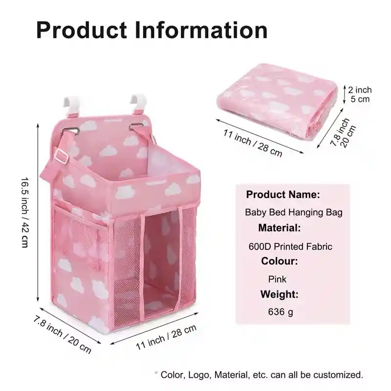 Organizador De Pañales Para Cuna Para Bebes Rosa