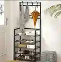 Organizador Multifuncional Rack Zapatero Perchero 4 Niveles Color Negro
