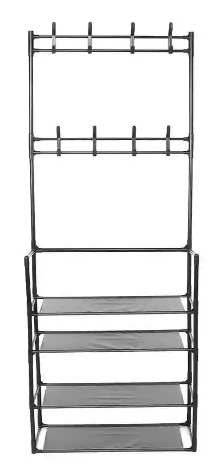 Organizador Multifuncional Rack Zapatero Perchero 4 Niveles Color Negro