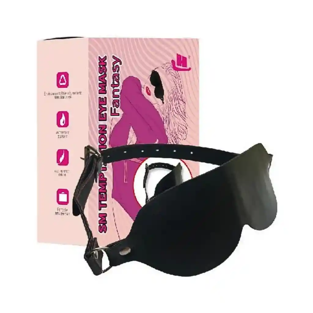 Antifaz Tapa Ojos En Cuero Negro Ajustable