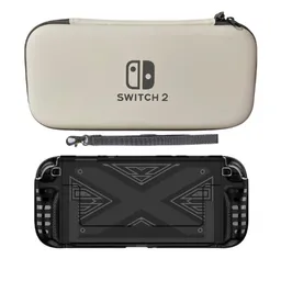 Estuche Unicolor Blanco + Acrilico Negro Compatible Con Switch 2