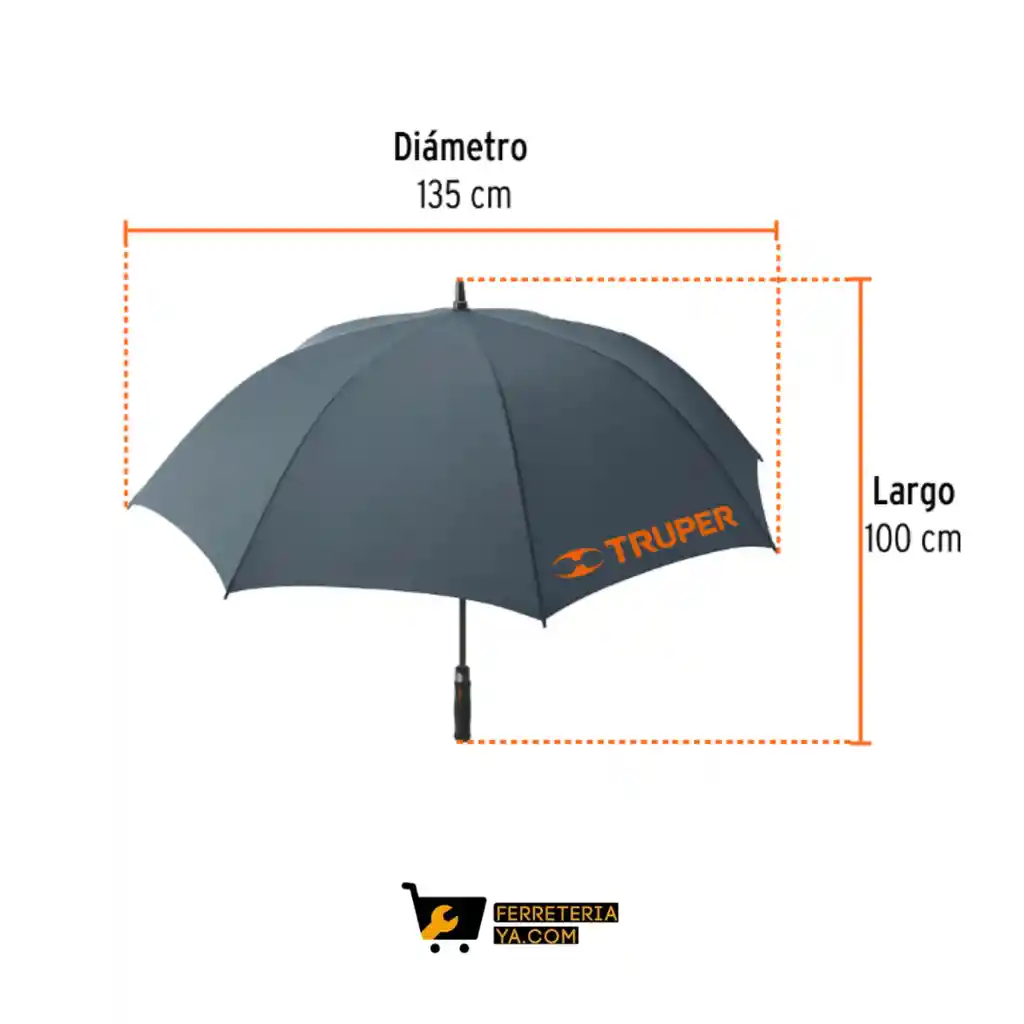 Paraguas De 135 Cm, Truper 65012