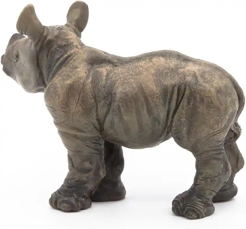 Figura Coleccionable Cría De Rinoceronte Pintada A Mano Papo