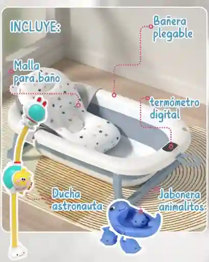 Set Bañera Plegable + Ducha + Malla + Jabonera/ Gris