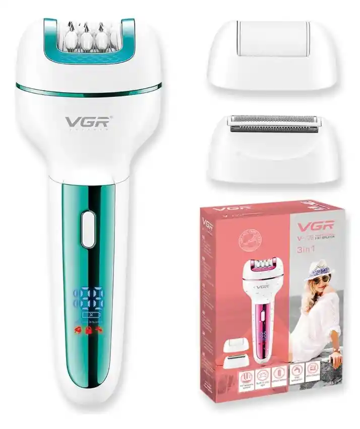 Afeitadora Electrica + Trimmer 3 En 1 Mujer Recargable Vgr V-732