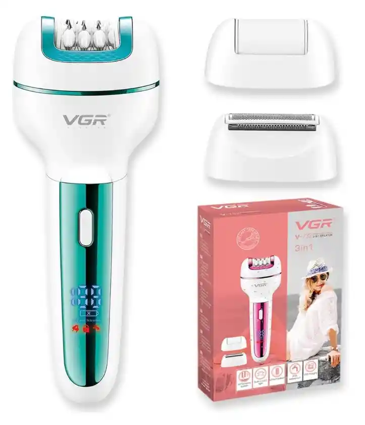 Afeitadora Electrica + Trimmer 3 En 1 Mujer Recargable Vgr V-732