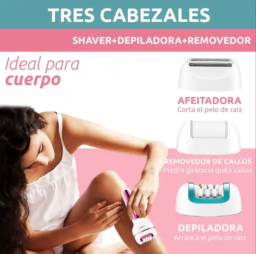 Afeitadora Electrica + Trimmer 3 En 1 Mujer Recargable Vgr V-732
