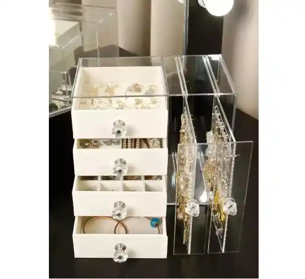 Joyero Organizador De Viaje Acrílico Cajón Para Joyería