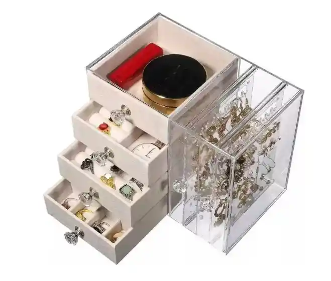 Joyero Organizador De Viaje Acrílico Cajón Para Joyería