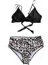 Vestido De Baño Dos Piezas Panty Aniumal Print Talla M-l