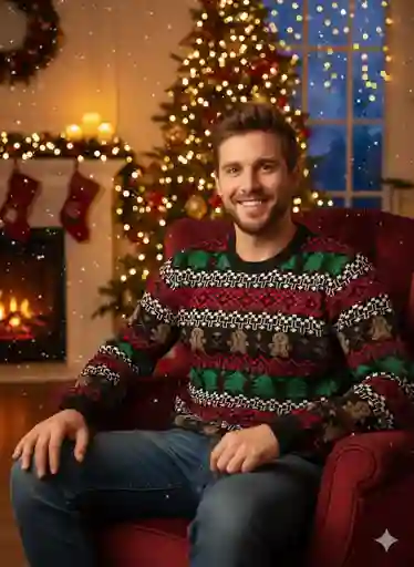 Saco Negro Galletas Talla L Navideño Lana Tejido Navidad