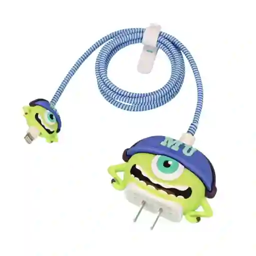 Kit Completo Protector De Cable + Protector De Cargador Iphone 18w/20w. Modelo: Mike Wazowski Monsters University