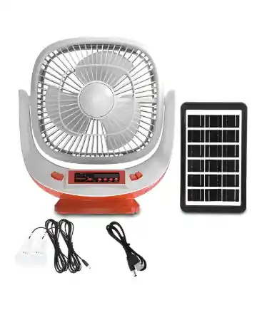 Ventilador Recargable Con Panel Solar Seisa Tyn-008bt Cantidad De Aspas 3 Estructura Blanco Aspas Blanco Diámetro 1 Cm