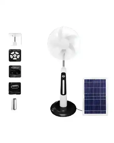 Ventilador Recargable Gd-919 +2 Bombillas Y Panel Solar Cantidad De Aspas 1 Estructura Colores Aspas Colores Diámetro 1 Frecuencia 1 Material De Las Aspas Plástico