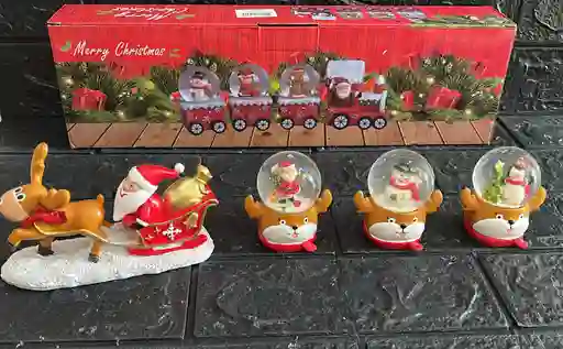 Trineo Santa Con Esferas 4 Piezas