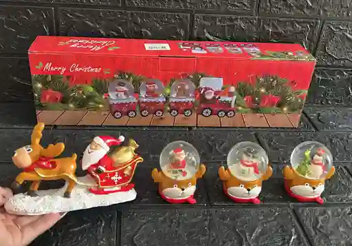 Trineo Santa Con Esferas 4 Piezas