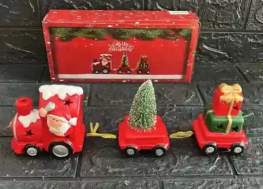 Tren Santa Claus 3 Piezas 32cm
