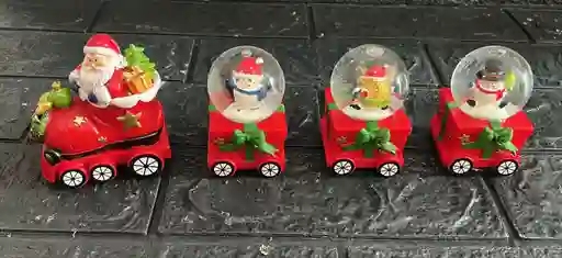 Tren Santa Con Esferas 4 Piezas 30cm