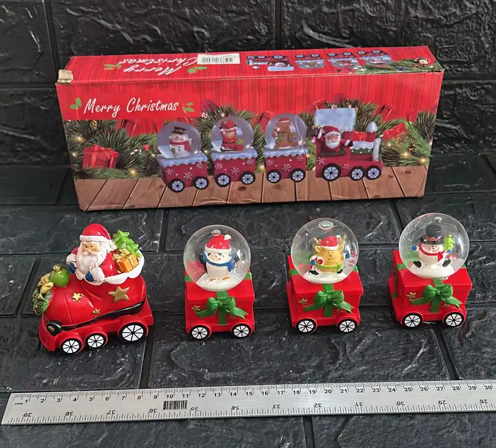 Tren Santa Con Esferas 4 Piezas 30cm