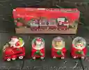 Tren Santa Con Esferas 4 Piezas 30cm