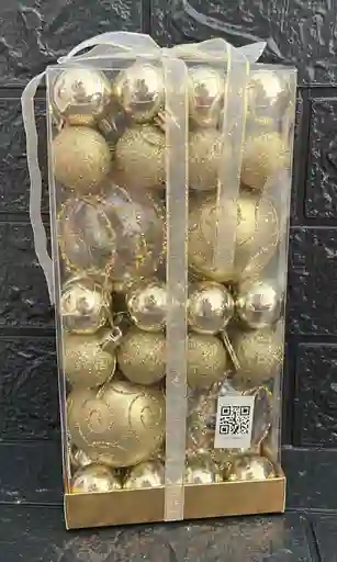 Bolas De Navidad X44 Unidades (4 #6) Y (40 #3) Doradas