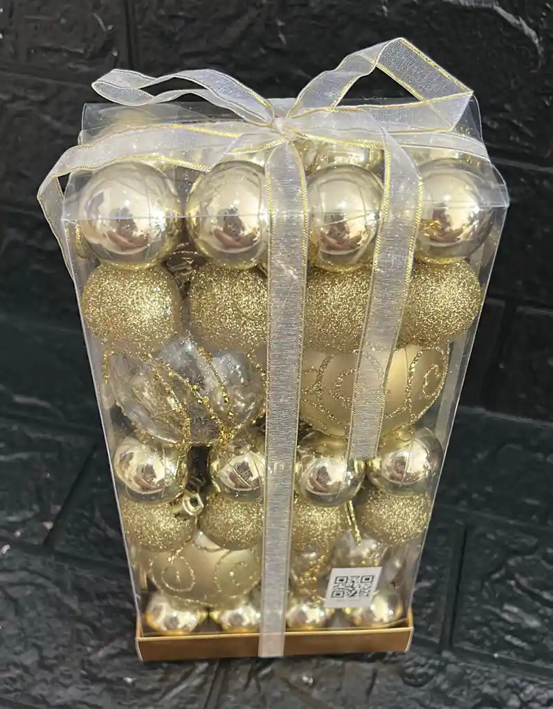 Bolas De Navidad X44 Unidades (4 #6) Y (40 #3) Doradas
