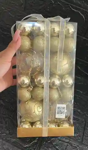 Bolas De Navidad X44 Unidades (4 #6) Y (40 #3) Doradas