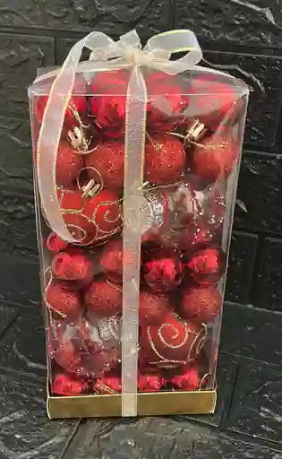 Bolas De Navidad X44 Unidades (4 #6) Y (40 #3) Rojas