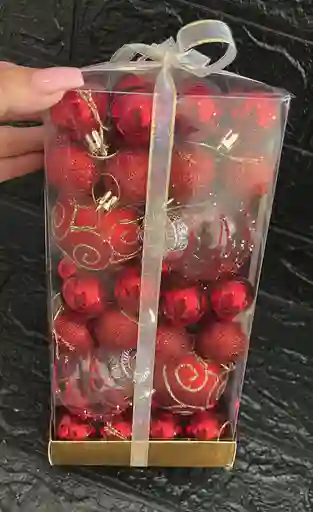 Bolas De Navidad X44 Unidades (4 #6) Y (40 #3) Rojas