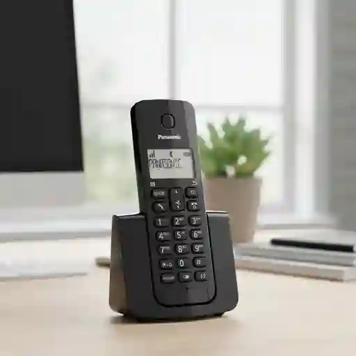 Teléfono Panasonic Inalámbrico Elegante Ligero Pantalla Led Negro Con Capacidad De Almacenamiento De 50 Números 110v