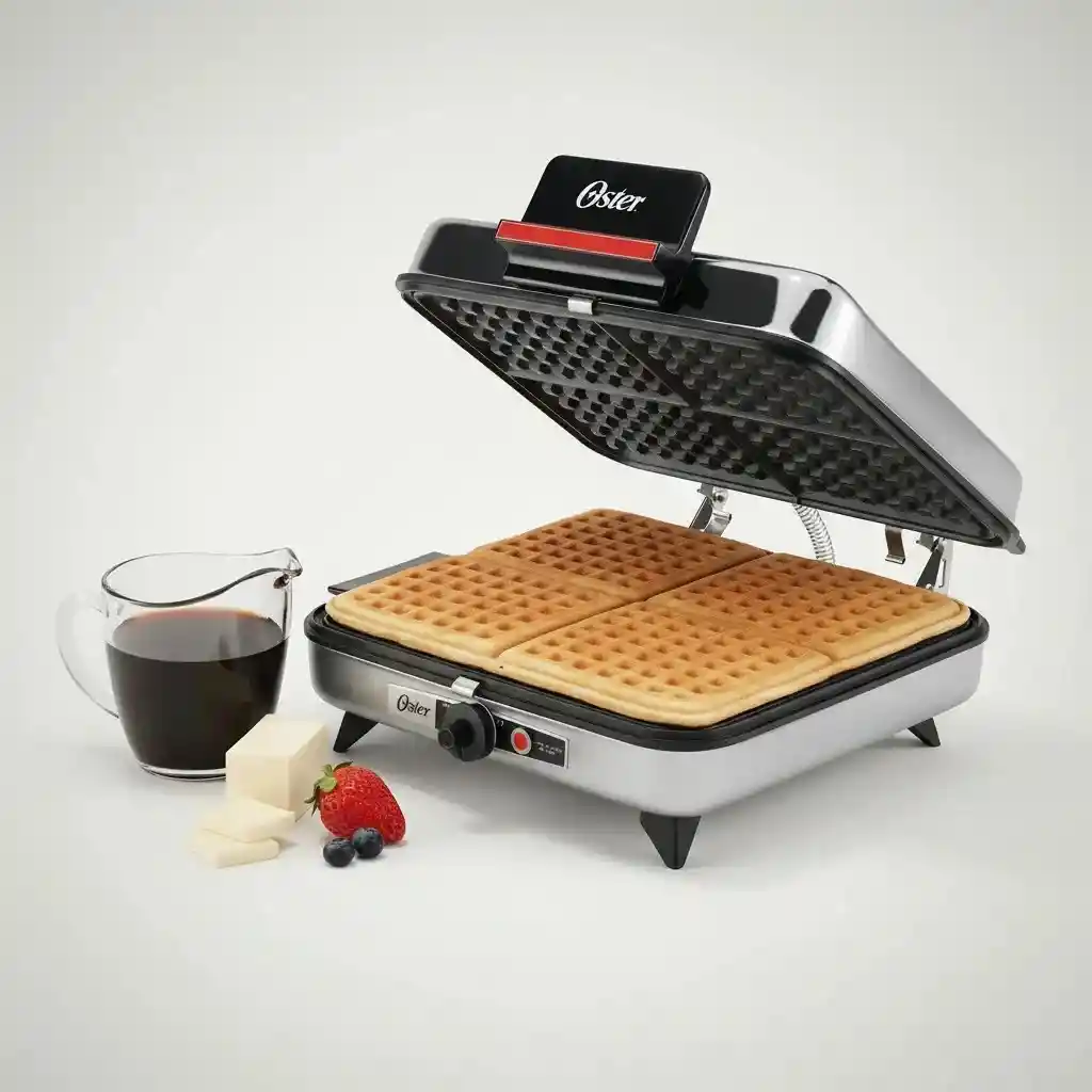 	 Sanduchera Plancha Waflera Oster 3 En 1 Placas Reversibles Plateada 4 Puestos Asador Antiadherente