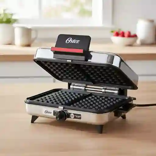 	 Sanduchera Plancha Waflera Oster 3 En 1 Placas Reversibles Plateada 4 Puestos Asador Antiadherente