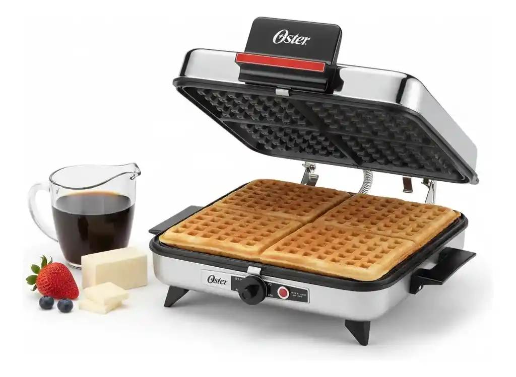 	 Sanduchera Plancha Waflera Oster 3 En 1 Placas Reversibles Plateada 4 Puestos Asador Antiadherente
