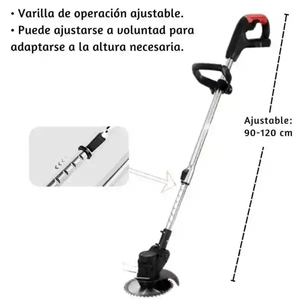 Guadaña Cortadora De Cesped Pasto Inalambrica Dos Baterias Recargable Sin Ruedas Negra