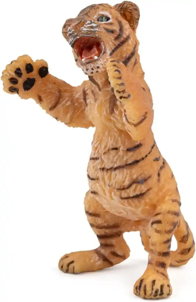 Figura Coleccionable Cría Tigre De Pie Pintada A Mano Papo