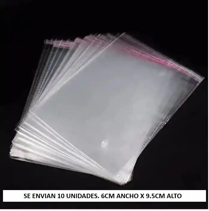 Bolsa Con Adhesivo Celofan 6cm X 9.5 Cm X 10 Unidades