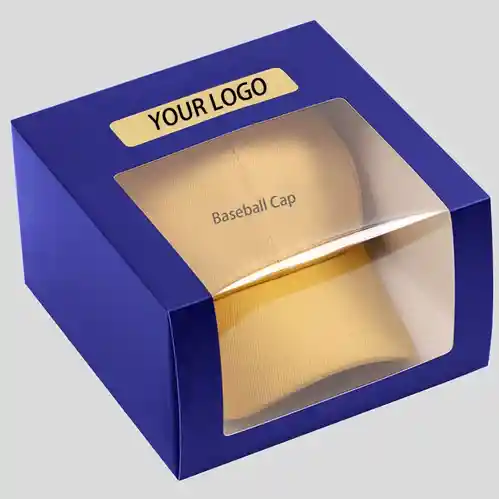 Caja Para Gorra Con Ventana De Acetato 19x19x12cm Azul