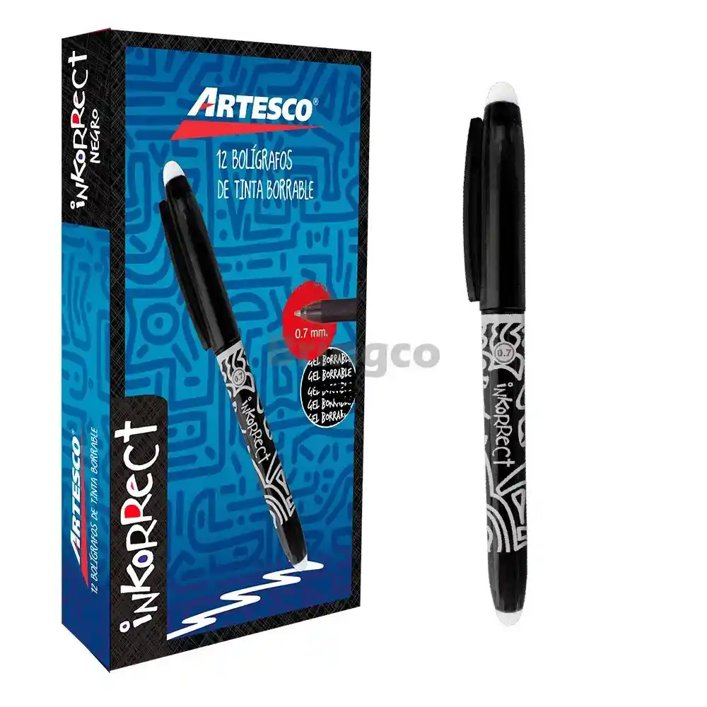 Bolígrafo Artesco Borrable Negro