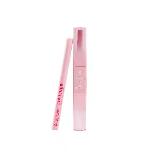 Kit Ruby Rose Lip Combo Labial+delineador Duo Kiss Rosa 02