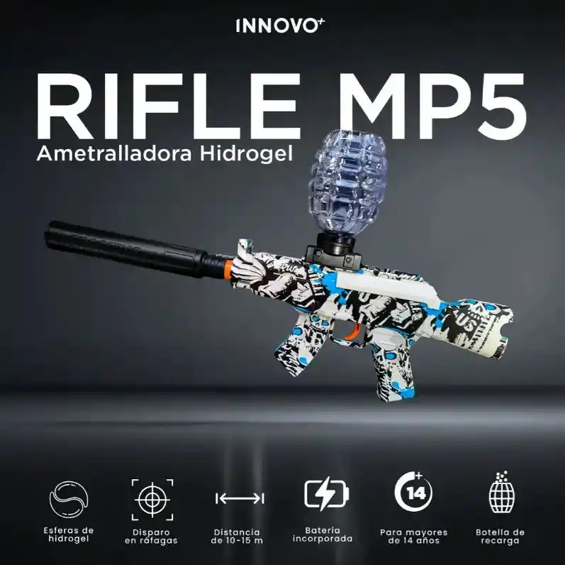 Rifle Juguete Mp5 Hidrogel Recargable + 10.000 Balas Recargable