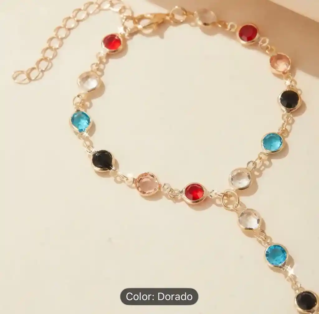 Pulcera Con Incrustaciones De Circunita Y Anillo De Enlace