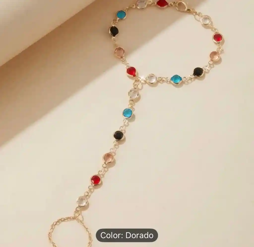 Pulcera Con Incrustaciones De Circunita Y Anillo De Enlace