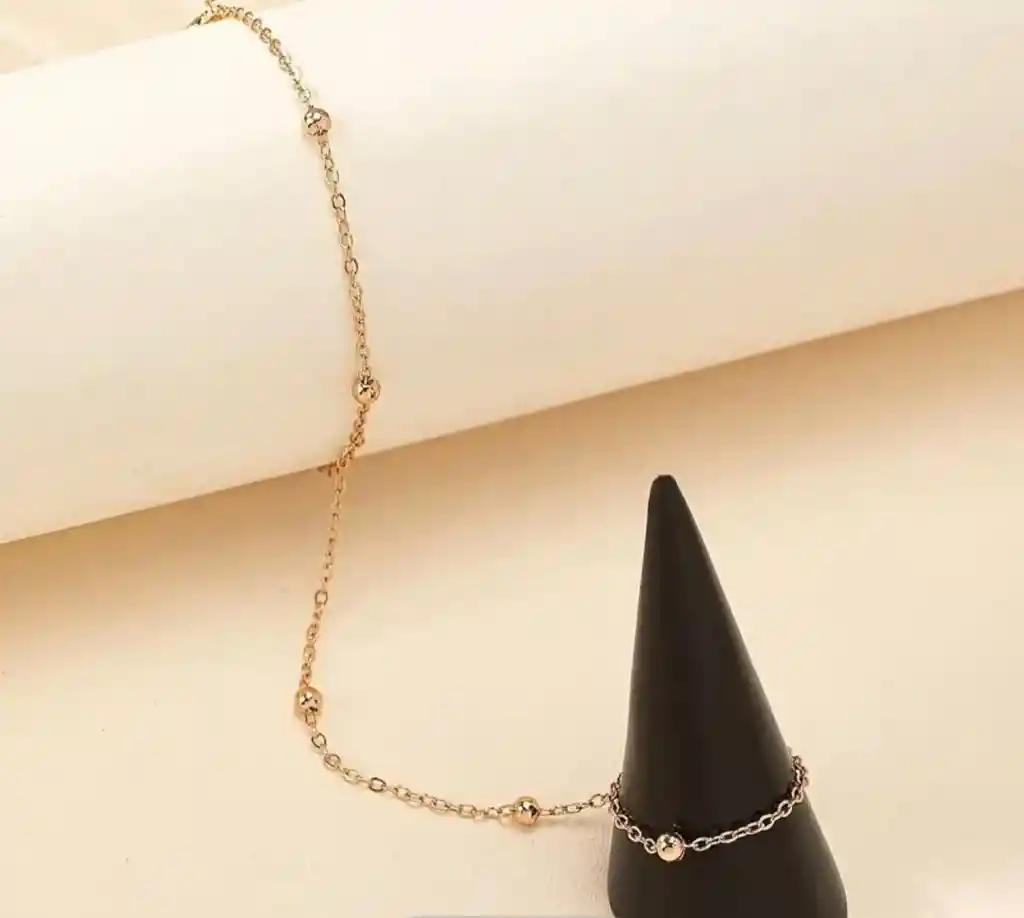 Pulcera Valines Dorada Y Anillo De Enlace / Pulcera Y Anillo Unidos