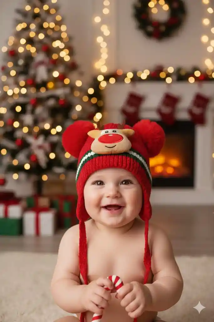 Gorro Navideño Térmico De Navidad Con Luces Y Pompones Para Niñ@s