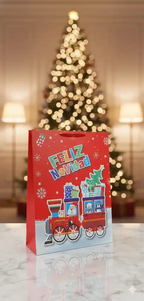 Bolsa De Regalo Navideña 55x43 Cm – Extra Jumbo Motivos Navideños Cartoon Caricatura Clásico