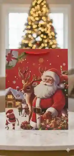 Bolsa De Regalo Navideña 55x43 Cm – Extra Jumbo Motivos Navideños Cartoon Caricatura Clásico