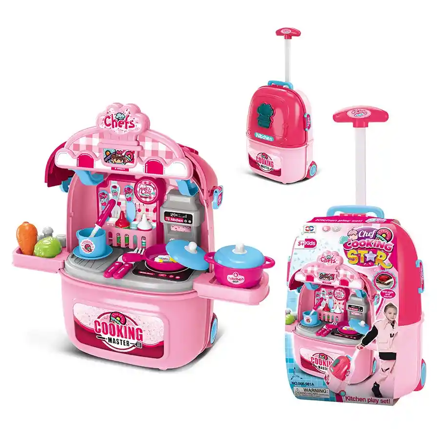 Juguete Cocina Para Niñas En Maleta Con Ruedas Rf 008-981a