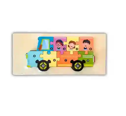 Juguete Didactico Rompecabezas En Madera Motivo Autobús