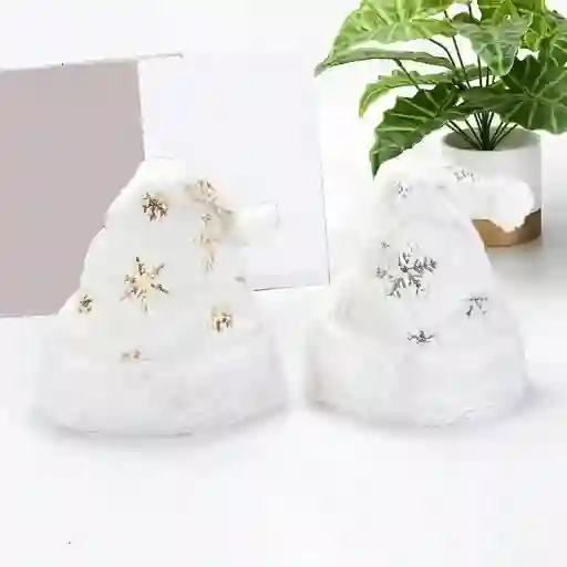 Gorro De Navidad Sombrero Tradicional Navideño Fino Blanco Felpa Nieve