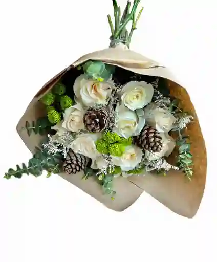 Ramo Rosas Blancas Con Piñas/navidad